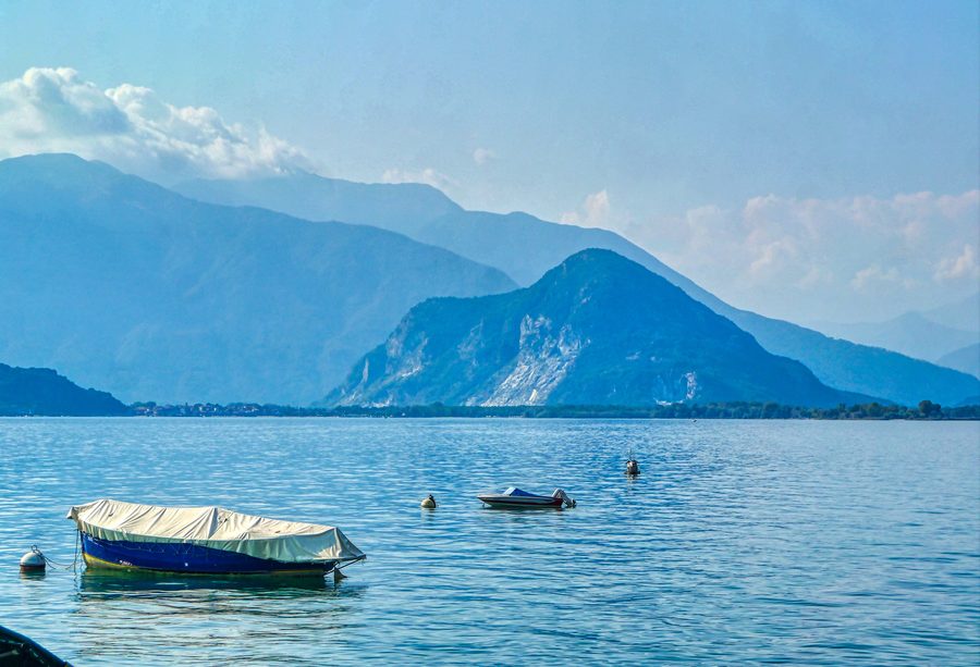 View to Lake Maggiore from Verbania, Province of Verbano-Cusio-Ossola, Piedmont, Italy
