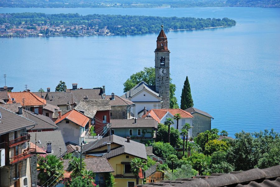 The church and village of Ronco sopra Ascona in Ticino