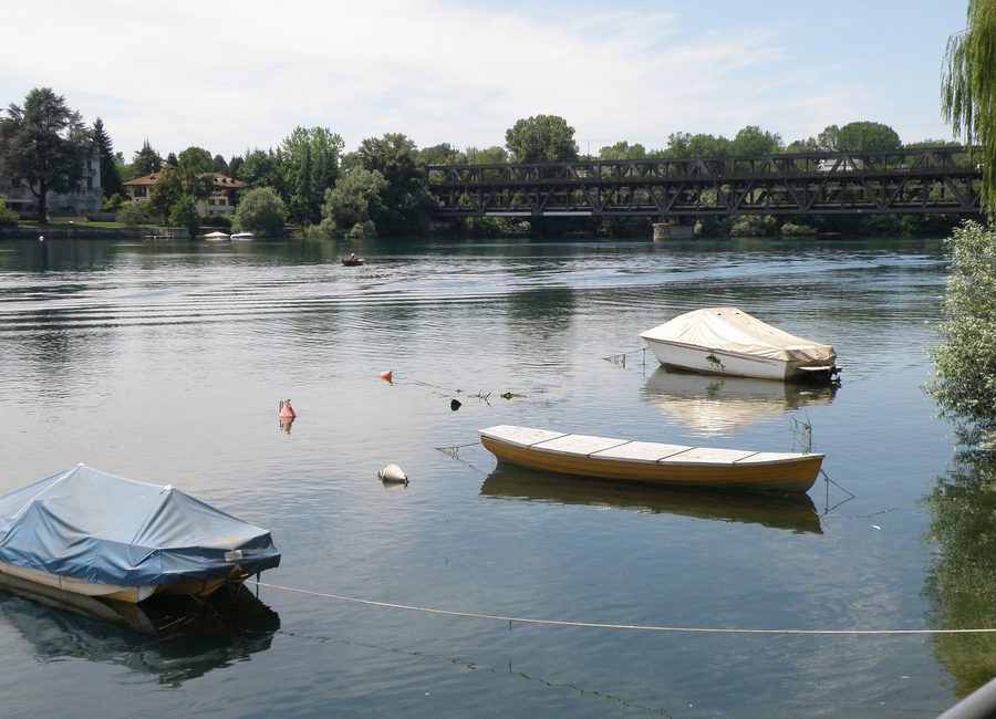 Zweigeschossige Brücke über den Ticino in Sesto Calende